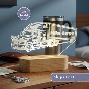 Cargo Truck Custom Name Light • Personalized LED Cloud Decor • Baby Gift